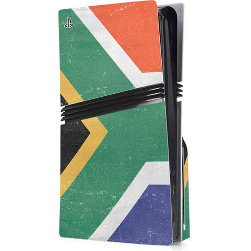 South Africa Flag Distressed PS5 Pro Disk Console Skin